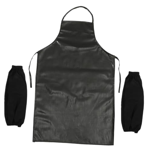 BRIGHTFUFU 1 Set Leather Apron Aprons for Men Grilling Accessories Oil-proof Cooking Aprons Salon Apron Waterproof Apron Smocks Kitchen Oversleeves Cafe Aprons Grease Proofing Aprons Black