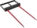 39" Hay Spear,Heavy Duty Hay Spear Attachment, Double Spear Bale Spear, 4000lbs Capacity Bale Spike Forks with Quick Attach for Skid Steer & Tractor, Red & Black Durable Spear (Fits Most Loaders)