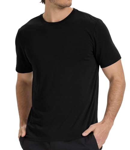 BAMBOO COOL Men's Crewneck T-Shirts Short Sleeve Heavy Weight Tees Moisture Wicking Undershirts Casual Basic T Shirt