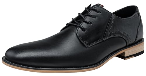 Image of Jousen Men's Dress Shoes Leather Oxford Formal Derby Shoes | Smooth Leather,Retro Plain Toe,All-Day Comfort,Office Work,Wedding Party,Business Meeting,Date Night
