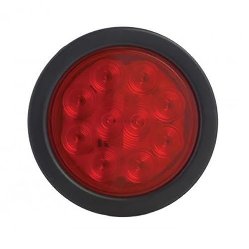 Trailer Tail Light LED Red w/Turn Brake and Reverse Indicator 4" Round fits Trailer & Towing Trailer Lighting