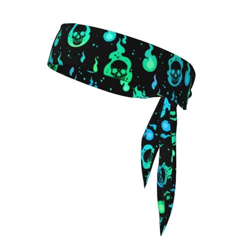 Magic Skulls Tie Headband for Men Women Adjustable Sports Sweatband Head Ties for Yoga Workout Running