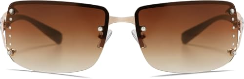 Rimless Frameless Rectangle Sunglasses for Women – Stylish Fashion Sun Glasses2