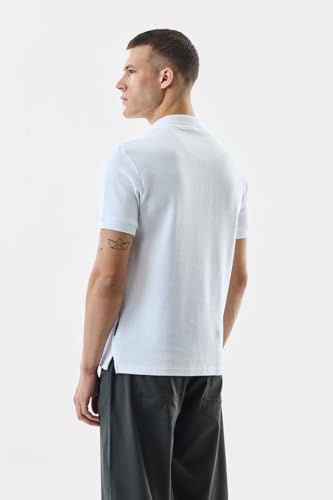 Image of SNITCH Men's Polo T-Shirt | Textured Design & Zipper Closure | 100% Cotton Fabric, Breathable & Durable | Regular Fit, Casual Wear