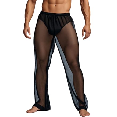 YINYOUYU Mens Sexy Mesh See Through Shorts Underwear Loose Sheer Breathable Boxers Short2
