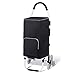 Falytemow Chariot de courses pliable à 3 roues avec poignée de 101,6 cm de hauteur, chariot utilitaire Oxford pour courses (noir)