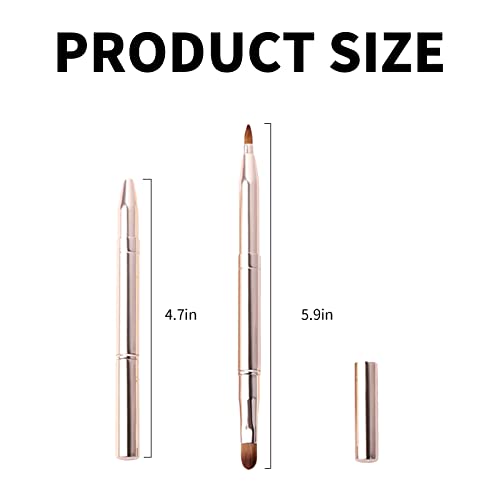 Lip Brush For Lipstick Lip Liner Brushes Double-Ended Lip Brush Applicators Flat Lipstick Gloss Creams Portable With Cap For Women Girls As Christmas Gift And Halloween Makeup Tools (Gold) #TOP6