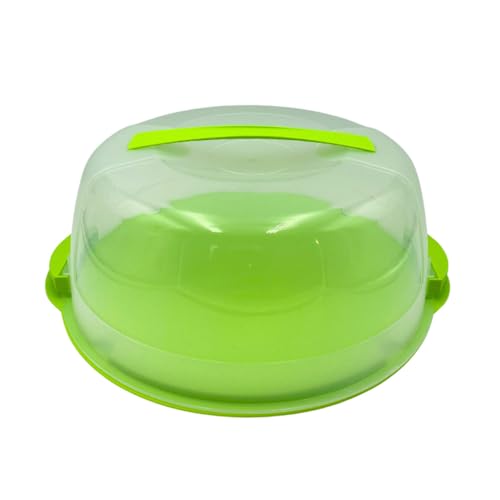 VIRSUS Contenitore Porta torta con coperchio in plastica infrangibile, diametro interno 30 cm, portatorte 2 chiusure di sicurezza, per la conservazione di dolci e torte, Made in Italy (Lime)