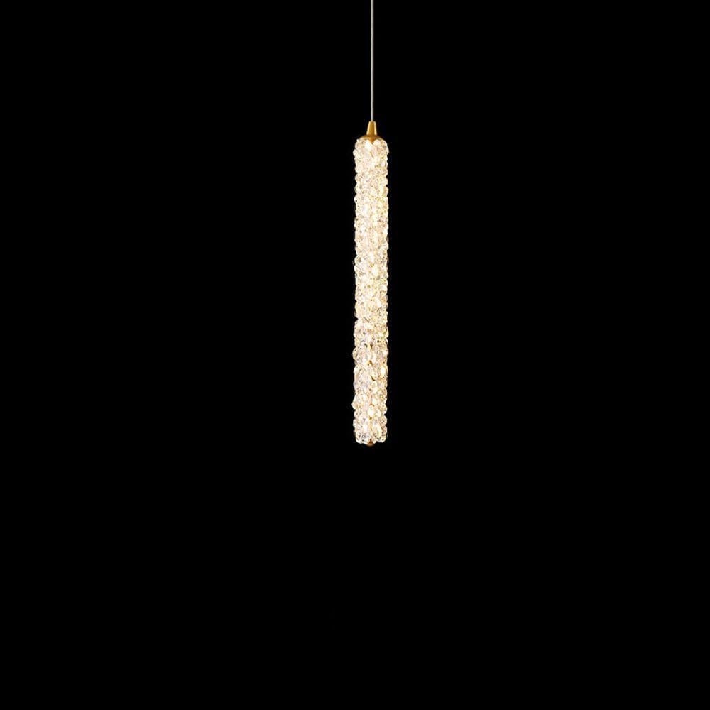 Lampe Suspendue en Cristal Longue Cylindrique Style Rétro Minimaliste