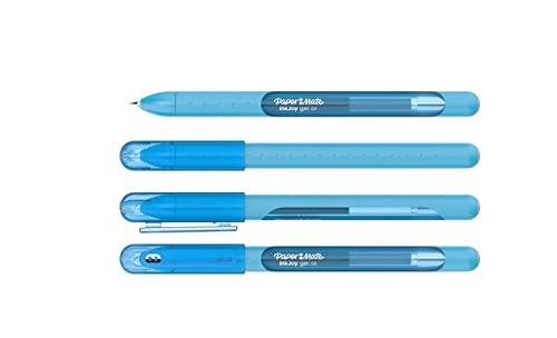 Newell Brands 4x Paper Mate InkJoy Capped Gel Ink Pens Assorted Colours 0.7mm Medium Point Nib Tip Adult Colouring Set (Light Blue)