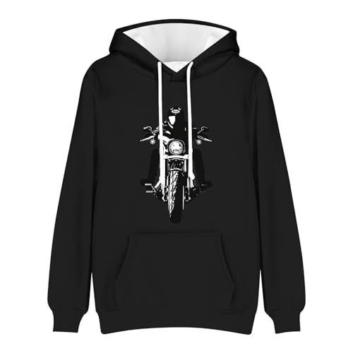 Mens Motorcyclist Hoodies Sweatshirt Long Sleeve Drawstring Motorcycle Rider Biker Print Pullover with Pockets2
