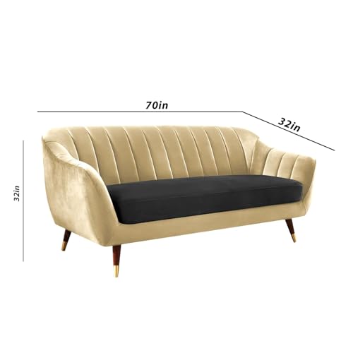 Image of Atticus 3+2 Seater Sofa Set for Living Room (Cream Black Colour) Premium Fabric Sofa