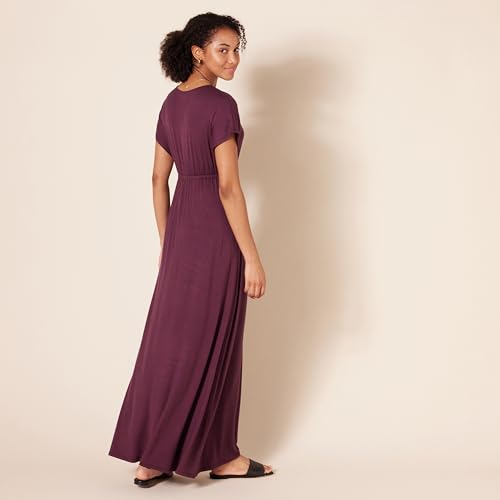 Image of Amazon Essentials Women's V Neck Short Sleeve Empire Waist Maxi Dress (Available in Plus Size)