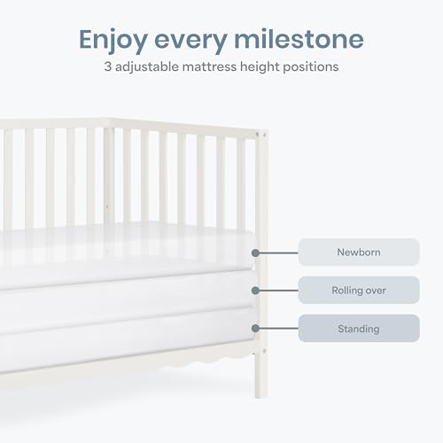 Image of Dream On Me Synergy Wave 5-in-1 Convertible Full Size Baby Crib, Cream