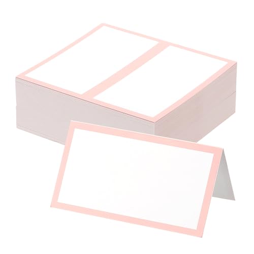 PATIKIL Lot de 50 marque-places vierges pour table de mariage, réception, buffet, 8,9 x 5,1 cm, rose clair