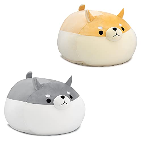 Cuebear Stuffed Animal Storage Bean Bag Chair Cover For Kids Grey Shiba Inu Dog Bean Bag Chair For Girls X-Large Size Toy Organizer Cover Only Without Filling #TOP6