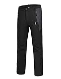Little Donkey Andy Men’s Winter Hiking Ski Snow Pants, Softshell Insulated Pants, Fleece Lined, Water Repellant Black Size XL