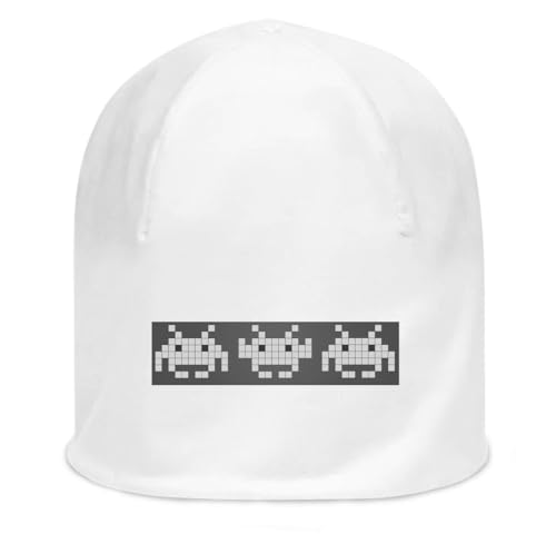 Bonnet blanc Space Monsters en maille fine pour éviter les irritations du cuir chevelu