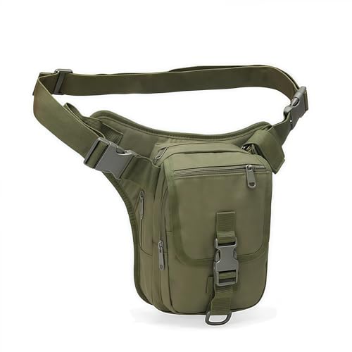 Marsupio tattico da uomo - Borsa da gamba mimetica militare con fondina per pistola | Marsupio impermeabile per escursionismo, caccia, ciclismo (Green)