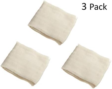 Unbleached Cheesecloth 9 Sq ft 100% Cotton Reusable-Great Filter or Strainer for Cheese/Kombucha scoby/Glass jar/Wine making(Pack of 3)