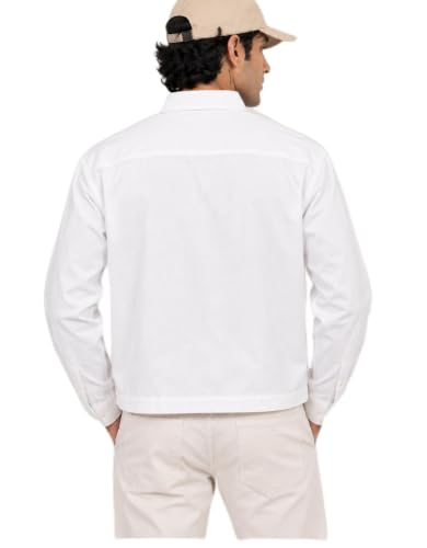 SCRTCH Men's Boxy Fit Cotton Casual Shirt, Full Sleeve, White - Image 3
