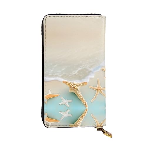 HerYng Beach Starfish Long Zip Clutch Wallet - Unisex Phone Case with Credit Card Slots, Coin Compartment, Cash Slot