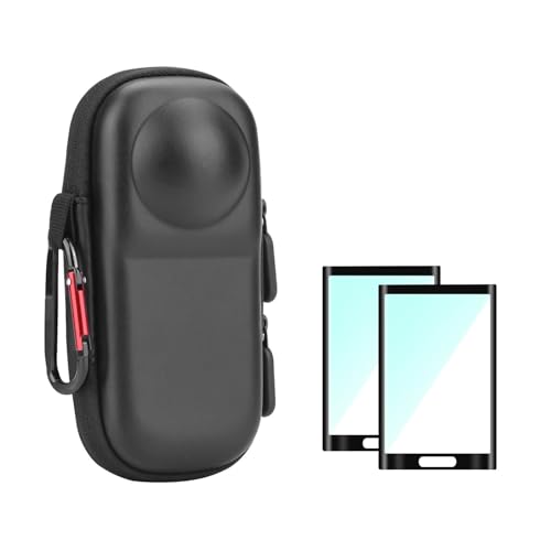 Image of BRDRC Insta 360 X5 Case Bag + Silicone Lens Cap + 2 Pack Screen Protector Accessories Kit Carrying Case with Wrist Strap and Carabiner for Insta360 X5 X4 Protective Bundle