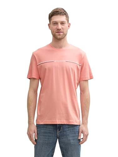 Tom Tailor Herren 1037803 T-Shirt mit Print, 12642 - Hazy Coral Rose, S – Ansicht 1
