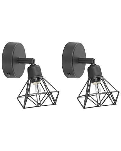 Beliani Conjunto de 2 lámparas de pared metal negro forma geométrica luz ajustable moderno Erma