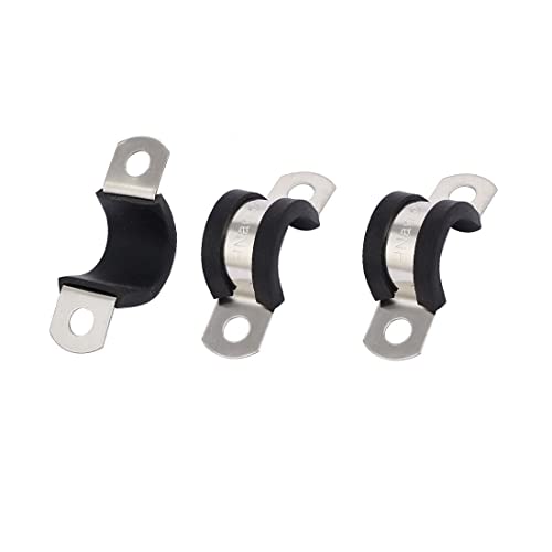 Tool parts 15mm Dia EPDM Rubber Lined U Shaped Pipe Tube Wire Clamps Clips 3pcs