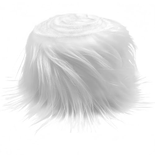 White Faux Fur Fabric 5x150 cm Fluffy White Fur Trim and Shaggy Plush Faux Fur Fabric for Crafts Cosplay Costume Christmas Decorations Gnomes Beard and Santa Claus DIY Projects