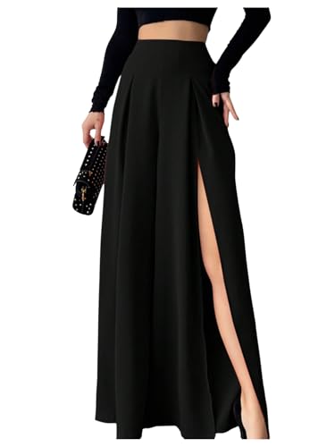 SweatyRocks Women's Split Thigh Wide Leg Pants High Waisted Beach Vacation Trousers