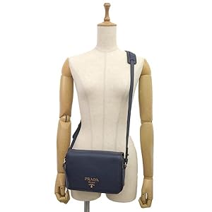 PRADA｜VITELLOSHINE チェーンショルダーバッグ レザー ネイビー PRADA｜VITELLOSHINE チェーンショルダーバッグ レザー ネイビー