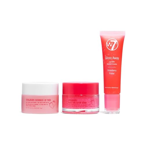 W7 Sweet Dreams Lip Care Gift Set – Overnight Mask, Balm & Scrub – Strawberry