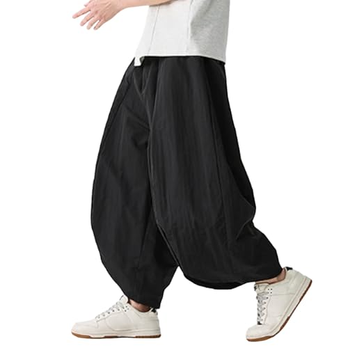 Pantalon sarouel homme jambes larges style chinois été en lin léger