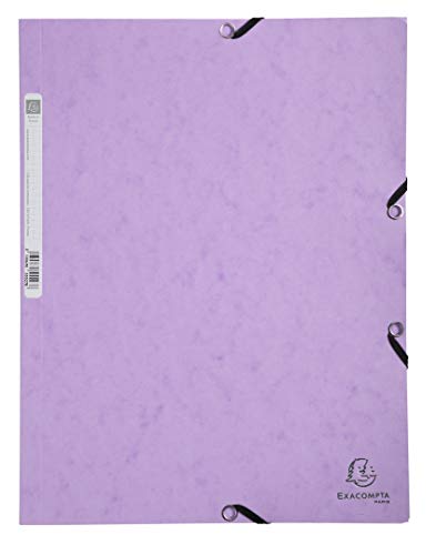 Exacompta - Réf. 55535E - 1 chemise à élastiques - pochette 3 rabats - en carte lustrée 400 g/m2 - dimensions 24 x 32 cm pour documents au format A4 - couleur mauve