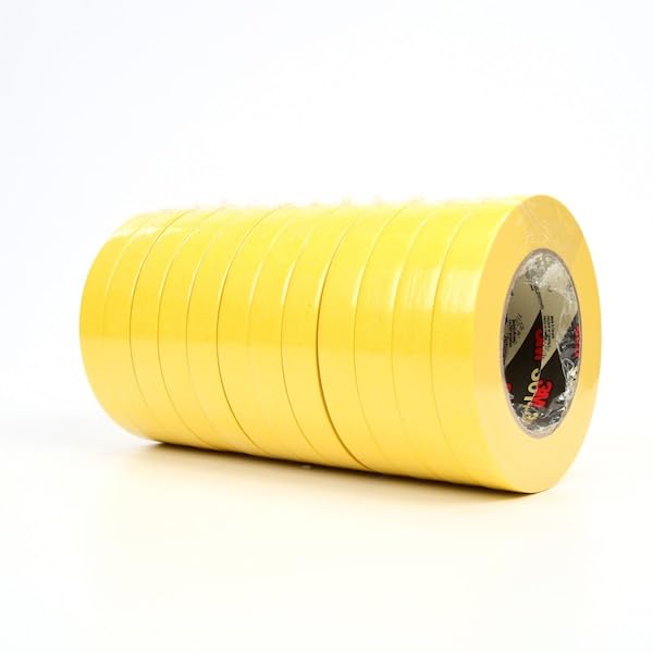 Image of 3M Performance Yellow Masking Tape 301+, 18 mm x 55 m, 48 Roll /Case | 6.3 mil, Holding and Masking Tape for Automotive, Specialty Vehicle and Industrial Markets