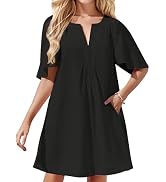 Women's Summer Swing Mini Dress – V-Neck Short Sleeve Flowy Dress With Tie Front & Cutout Detail