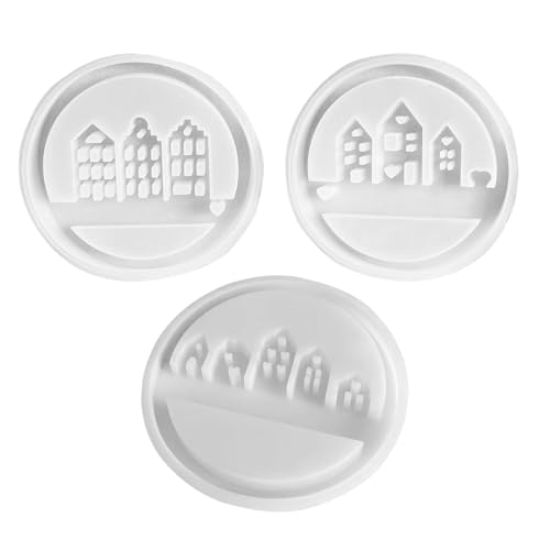 FackLOxc 3 moldes de silicona con forma de corona de casa para hacer decoraciones de soporte