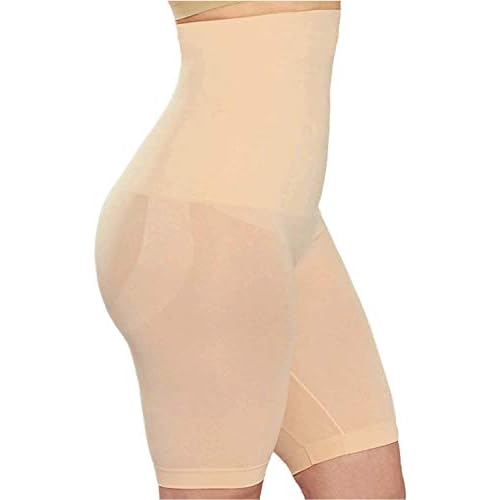 SHAPERMINT High Waisted Body Shaper Shorts - Shapewear for Women Tummy Control Small to Plus-Size Nude Large/Medium