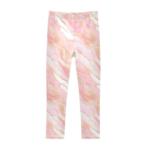 KLL Gold Glitter Pink Marble Toddler Girls' Athletic Leggings Casual Full Length Workout Pants Sports