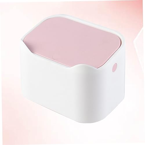 Papelera pequeña de escritorio con tapa rosa miniatura 6