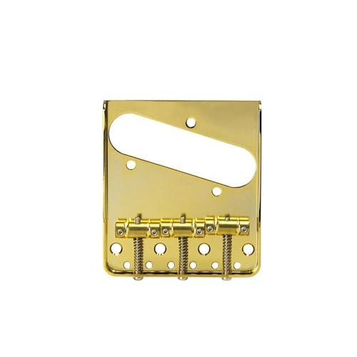 ギターブリッジパーツ エレキギター用灰皿ブリッジ金属サドルネジ付きエレキギターブリッジ 3 サドルストリングスルー (Color : Gold)