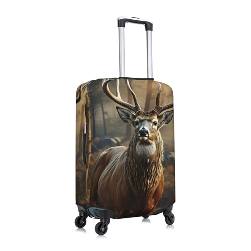 Deer Hunting Season Travel Luggage Cover Suitcase Protector Washable Elastic Suitcase Cover Anti-Scratch Luggage Protector Small Travel Suitcase Baggage Cover Fits 18-32 Inch Suitcase3
