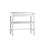 GGM Gastro | ATK76#VSK076 | Edelstahl Arbeitstisch PREMIUM - 700x600mm - mit Grundboden & Verstrebung