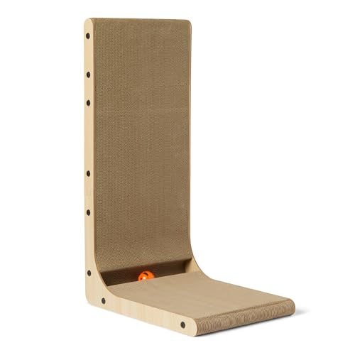 Amazon Basics Planche à Gratter pour Chat, Griffoir Mural pour Chat en Carton en Forme de L, Montage Facile, 41,9cm x 29,0cm x 68,1cm, Beige