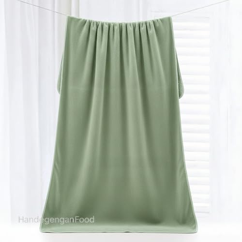 Image of Dribble Coral Fleece Weft Knitting 400 GSM Large Bath Towel 70 x140 cm | Ultra Soft, Quick Dry, Highly Absorbent | Lightweight & Skin-Friendly Towel for Bathroom, Gym & Travel, Green