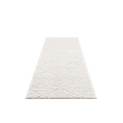 carpet city Teppich-Läufer Hochflor Flur - 80x300 cm - Landhaus-Stil...