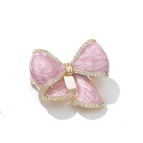 Image of Cute Bow Brooch Rhinestone Bow Pin for Women Delicate Oil Drip Bowknot brooch Dress Accessories Birthday Christmas Party Jewelry