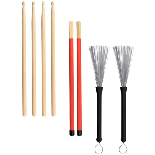 Juego de baquetas de maple y cepillos para batería miniatura 1